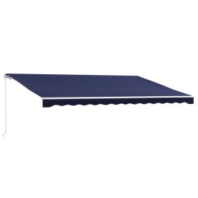 16'x10' Electric Retractable Awning Sunshade Shelter with Remote Controller & Crank Handle for Deck Balcony Yard, Blue