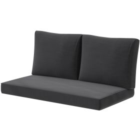 2 Seat Patio Furniture Cushions, Thick Outdoor Loveseat Cushion Set with Removable Cover, 46x26x5 in, Black
