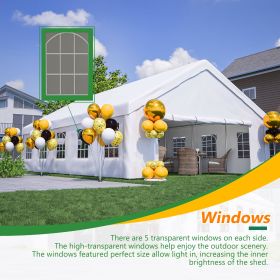 20x32 FT Party Tent with 3 Storage Bags & Removable Sidewalls, Outdoor Canopy Gazebo for Carport Camping Garden Wedding BBQ Commercial