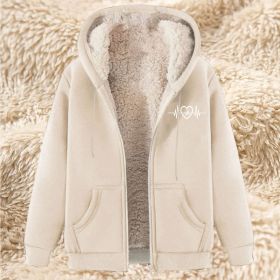 Men's Fleece Hoodie With Fleece Lining, Thick And Warm For Winter, Lamb Fleece For Autumn And Winter (Option: 21 Apricot-L)