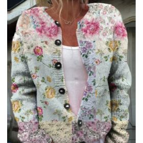3D Digital Printing Cardigan Knitted Coat (Option: Style4-3XL)