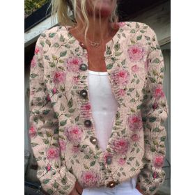 3D Digital Printing Cardigan Knitted Coat (Option: HWJ165956-M)