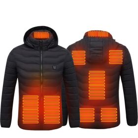Men's Intelligent 8-zone Heating Stand Collar Hooded Lightweight Heating Insulation Jacket (Option: Black Zone8-L)