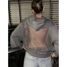 Women's Hooded Sportswear Casual Long Sleeved Shirt (Option: Grey-M)