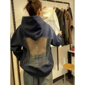 Women's Hooded Sportswear Casual Long Sleeved Shirt (Option: Dark Blue-M)
