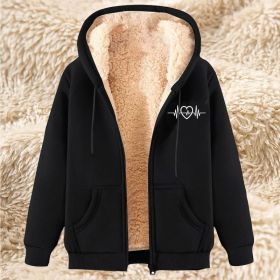 Men's Fleece Hoodie With Fleece Lining, Thick And Warm For Winter, Lamb Fleece For Autumn And Winter (Option: 21 Black-3XL)