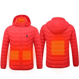 Winter Heated Jacket USB Electric Cotton Coat Zip-up Heater Thermal Clothing Heating Vest For Men (Option: Red Zone4-6XL)