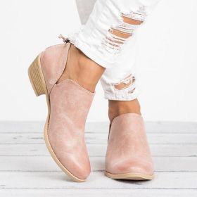 Autumn Women Shoes Retro High Heel Ankle Boots (Option: Pink-41)