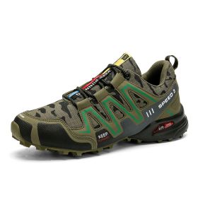 Men Hiking Shoes Climbing Male Sports Shoes Work Safety Toe Tactical Non-Slip Durable Trekking Sneakers Mens Footwear (Option: GREEN CAMOUFLAGE-45)