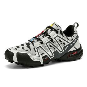 Men Hiking Shoes Climbing Male Sports Shoes Work Safety Toe Tactical Non-Slip Durable Trekking Sneakers Mens Footwear (Option: LIGHT GREY-41)