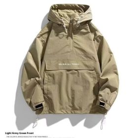 Half Zipper Pullover Men's Spring And Autumn New Hooded Fir Sweater (Option: Green-3XL)