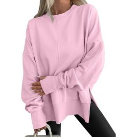 Fashion Casual Round Neck Pullover Loose Sports Long-sleeved Sweater (Option: Pink2-S)