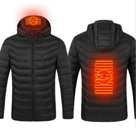 Winter Heated Jacket USB Electric Cotton Coat Zip-up Heater Thermal Clothing Heating Vest For Men (Option: Black Zone2-M)