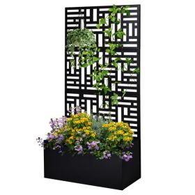 Metal Garden Bed With Trellis, 70 Inch Height Metal Planter Box With Trellis, Garden Box For Climbing Plants Veget (Option: Defaulttitle)