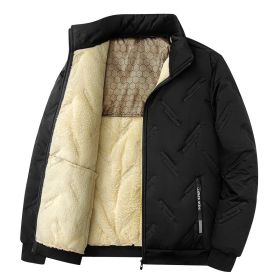 New Graphene-design Cotton Coat Winter Warm Thickened Fleece Jacket Fashion Casual Mens Clothing (Option: Black-5XL)