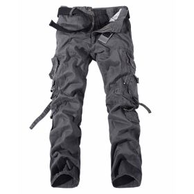 Men's Multi-pocket Cargo Pants Washed Hot Sale Cargo Pants (Option: Grey-31-Without belt)