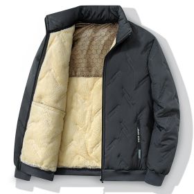 New Graphene-design Cotton Coat Winter Warm Thickened Fleece Jacket Fashion Casual Mens Clothing (Option: Grey-7XL)