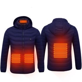 Winter Heated Jacket USB Electric Cotton Coat Zip-up Heater Thermal Clothing Heating Vest For Men (Option: Blue Zone4-L)