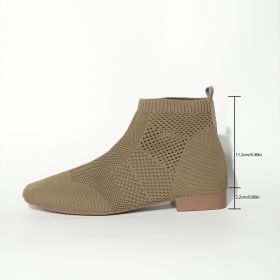 Plus Size Women's Boots Middle Tube Pointed Ankle Boots (Option: Camel-36)