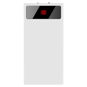 1Pc 20000mAh Power Bank Ultra-thin Phone Charger Dual USB Port Flashlight Battery Remain Display (Option: Silver)
