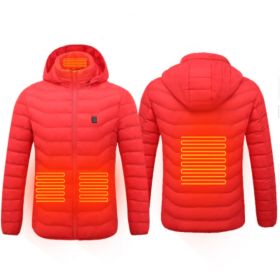 New Heated Jacket Coat USB Electric Jacket Cotton Coat Heater Thermal Clothing Heating Vest Men's Clothes Winter (Option: Red Zone8-5XL)