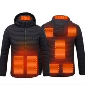 New Heated Jacket Coat USB Electric Jacket Cotton Coat Heater Thermal Clothing Heating Vest Men's Clothes Winter (Option: Black Zone8-6XL)