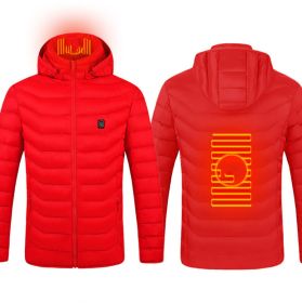 Winter Heated Jacket USB Electric Cotton Coat Zip-up Heater Thermal Clothing Heating Vest For Men (Option: Red Zone2-5XL)