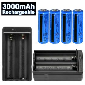 Li-ion Battery&Charger 3000mAh 3.7V Rechargeable Batteries US Plug For Torch Flashlight (Option: 2sets)
