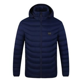 Winter Heated  Plus Size Jacket Electric Heated Clothing (Option: Zone 4single control blue-4XL)