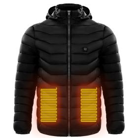 Men Heated Puffer Jacket Electric Heating Coat Insulated Hood Windbreaker 9Heat Zones (Option: Black-2XL)