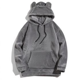 Men's Casual Cool Fashion Sweater Coral Fleece Jacket (Option: Gray-M)