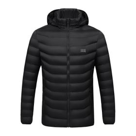 Winter Heated  Plus Size Jacket Electric Heated Clothing (Option: Zone 11double control black-L)