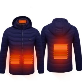 New Heated Jacket Coat USB Electric Jacket Cotton Coat Heater Thermal Clothing Heating Vest Men's Clothes Winter (Option: Blue Zone4-M)