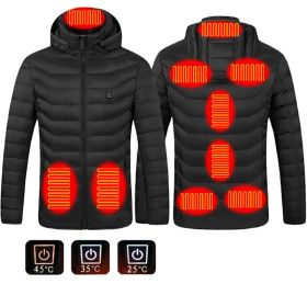 Winter Heated Jacket USB Electric Cotton Coat Zip-up Heater Thermal Clothing Heating Vest For Men (Option: Black Zone9-2xl)