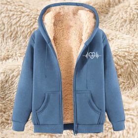 Men's Fleece Hoodie With Fleece Lining, Thick And Warm For Winter, Lamb Fleece For Autumn And Winter (Option: 21 Light Blue-M)