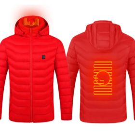 New Heated Jacket Coat USB Electric Jacket Cotton Coat Heater Thermal Clothing Heating Vest Men's Clothes Winter (Option: Red Zone2-XL)