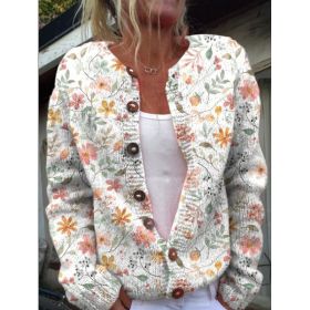 3D Digital Printing Cardigan Knitted Coat (Option: Hwjef8dcef0-S)