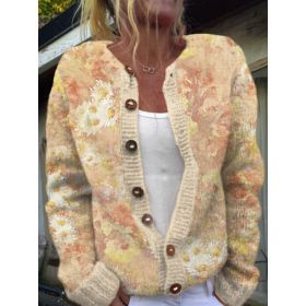 3D Digital Printing Cardigan Knitted Coat (Option: HWJ165908-4XL)