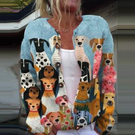 3D Digital Printing Cardigan Knitted Coat (Option: HWJ165612-2XL)