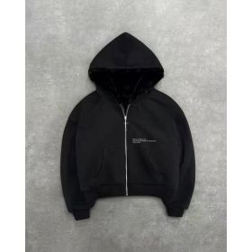 Hooded Hoodie Two Sides Can Wear Vintage Leopard Print Zipper Hoodie (Option: Black-M)