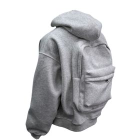 Backpack Men's Loose Sports And Leisure Hooded Zipper Sweatshirt (Option: Gray-2XL)