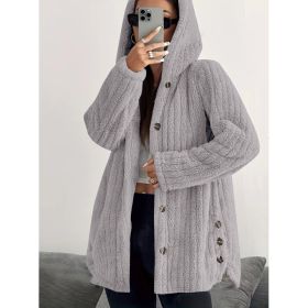 Hooded Loose Plush Coat Women's Regular Sleeve (Option: Light Gray-2XL)