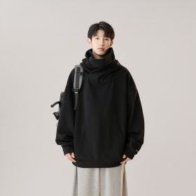 Hooded Turtleneck Sweater Men's Autumn Winter Couple Workwear Mechanical Style (Option: Matte Black-2XL)