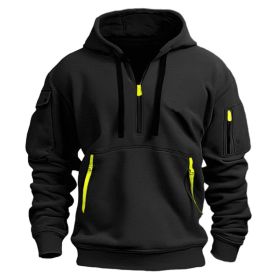 Dropped Shoulder Hooded Sweatshirt Men's Women's Plus Size Loose Pullover Fashion Sweatshirt (Option: Black-XL-1pcs)