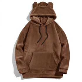 Men's Casual Cool Fashion Sweater Coral Fleece Jacket (Option: Camel-XL)