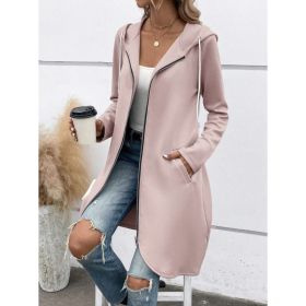 Personality Street Zip Hooded Long Velvet Lining Sweatshirt (Option: Lotus Root Color-XXXL)