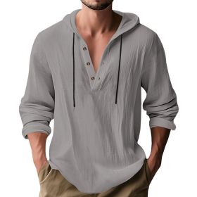 Hooded Casual Loose-fitting T-shirt Sweater For Men (Option: Gray-XXXL)