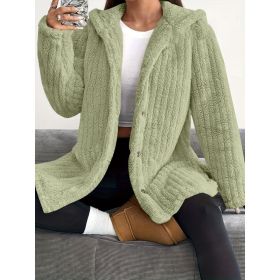 Hooded Loose Plush Coat Women's Regular Sleeve (Option: Green-2XL)