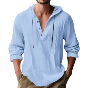 Hooded Casual Loose-fitting T-shirt Sweater For Men (Option: Light Blue-XL)