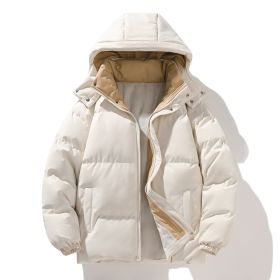 Coat Down Cotton Short Fake Two-piece Hooded Couple Wear Thickened (Option: White-3XL)